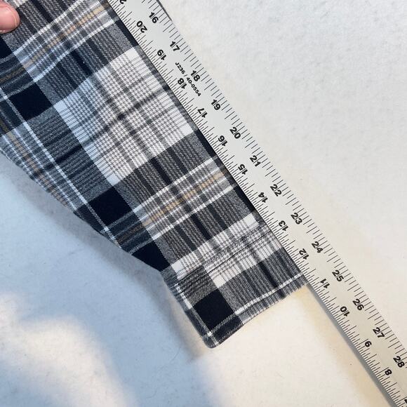 Eddie Bauer Button Shirt Men XL Classic Fit Flannel Black White Plaid 100 Cotton - Picture 7 of 15